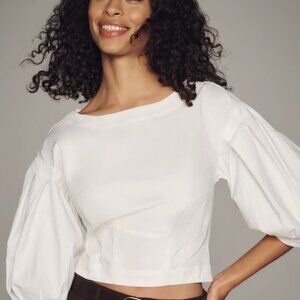 Anthropologie Drop Shoulder Puff-Sleeve Fitted Blouse NWT Size XS